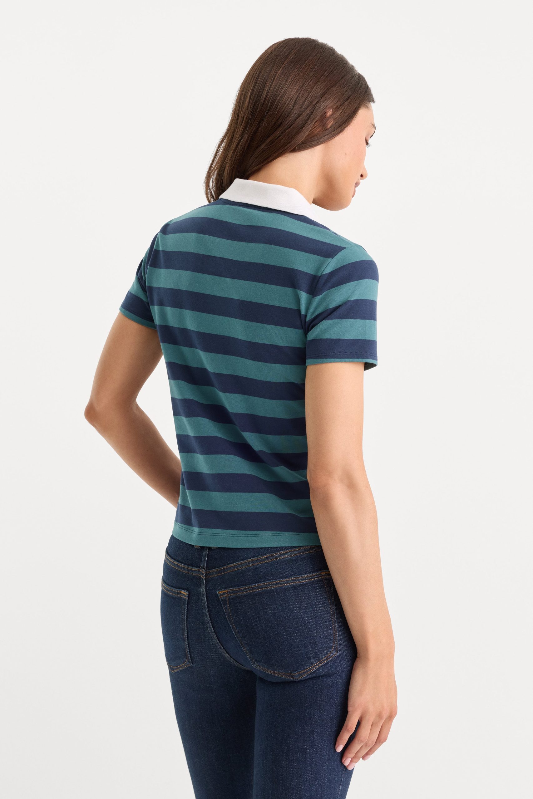 THE EASY POLO | SUMMER STRIPE TEAL - Image 4