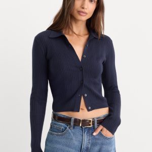 THE LADDER RIB CARDIGAN | MIDNIGHT BLUE