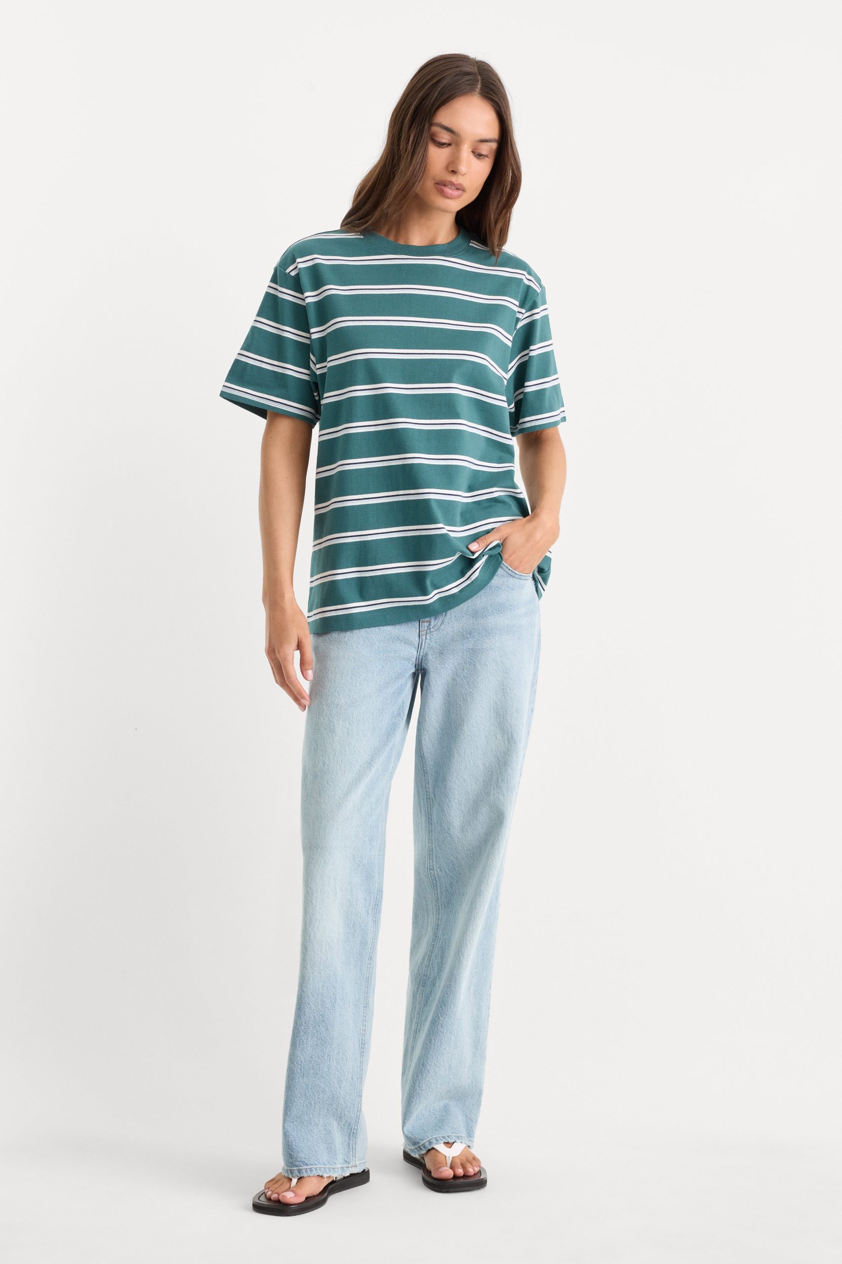 THE OVERSIZED TEE | HARBOR STRIPE DEEP TEAL - Image 3