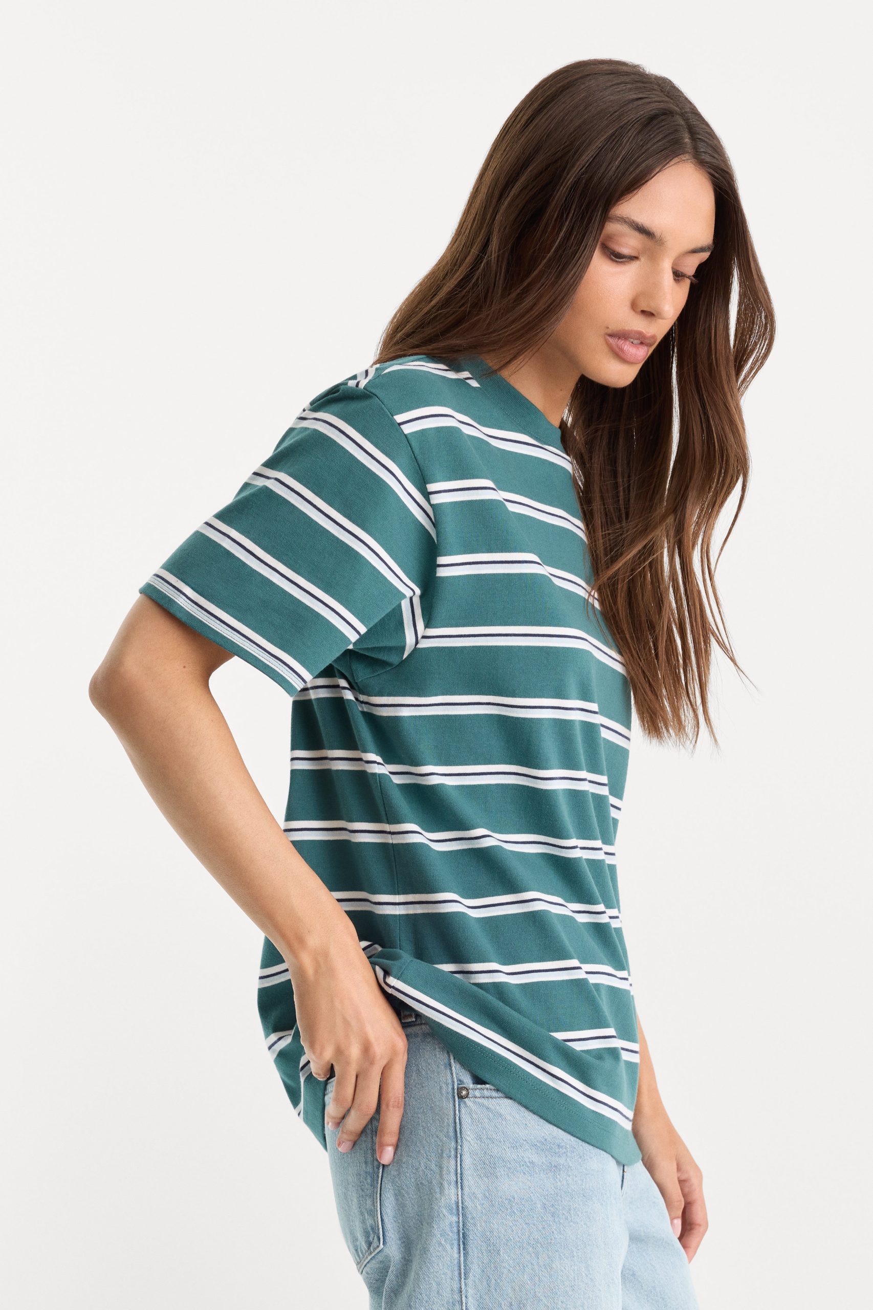 THE OVERSIZED TEE | HARBOR STRIPE DEEP TEAL - Image 2