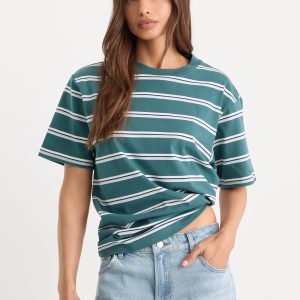 THE OVERSIZED TEE | HARBOR STRIPE DEEP TEAL