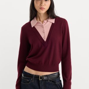 THE TWO IN ONE SWEATER | BERRY NOIR WITH BLUSH