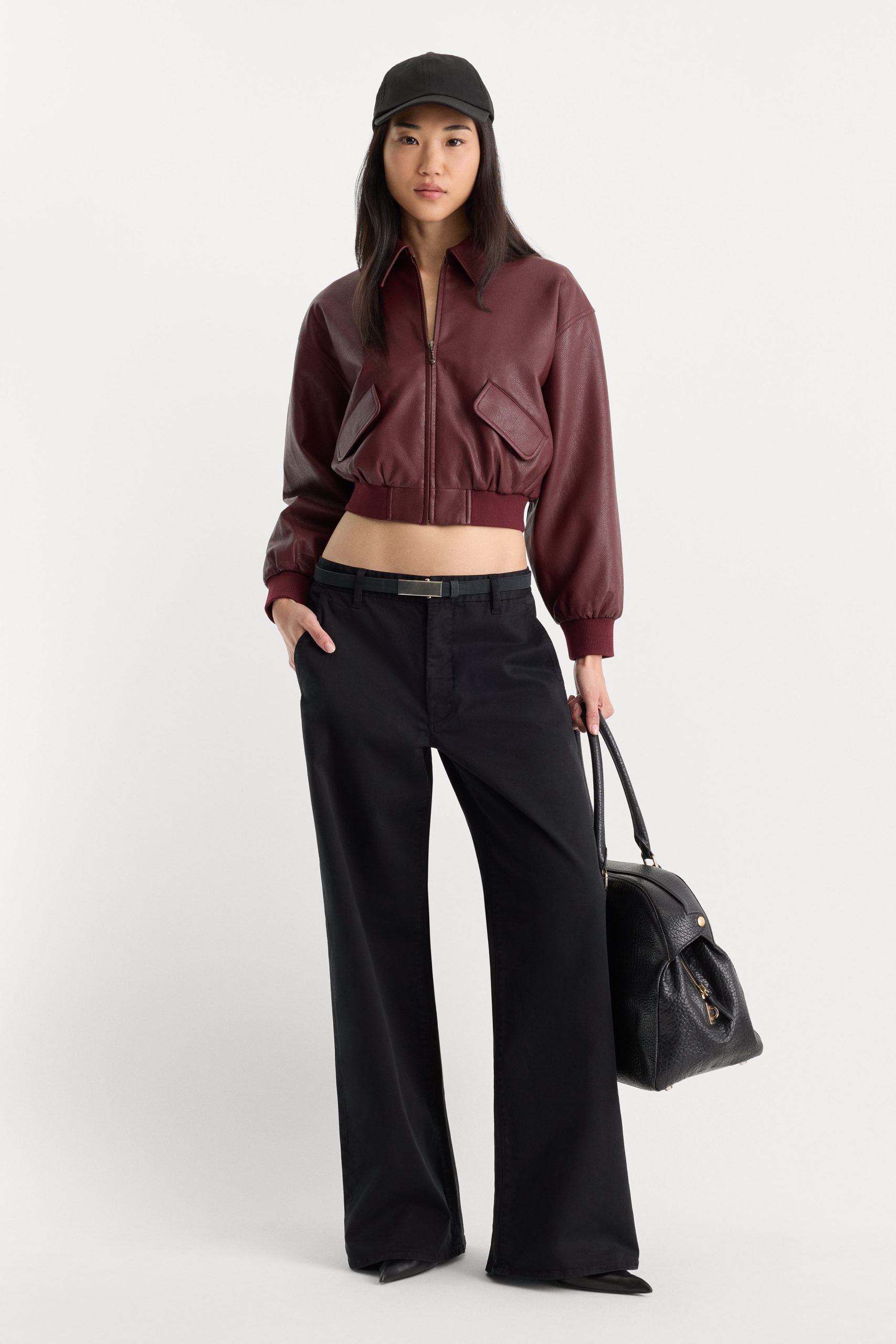 THE BETTER THAN LEATHER BOMBER JACKET | BERRY NOIR - Image 3