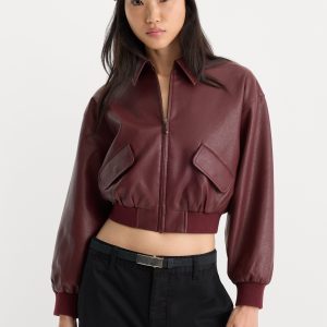 THE BETTER THAN LEATHER BOMBER JACKET | BERRY NOIR
