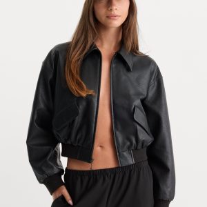 THE BETTER THAN LEATHER BOMBER JACKET | BLACK001