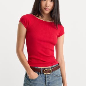 THE VARIEGATED RIB TOP | CRIMSON ROSE