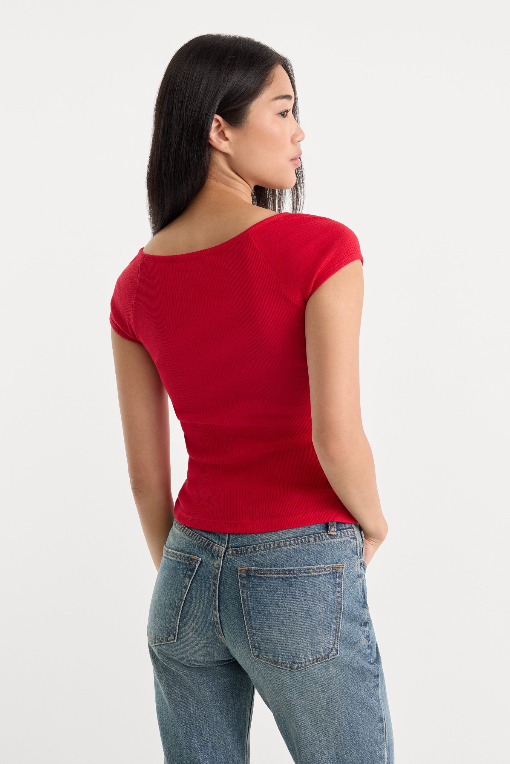 THE VARIEGATED RIB TOP | CRIMSON ROSE - Image 4
