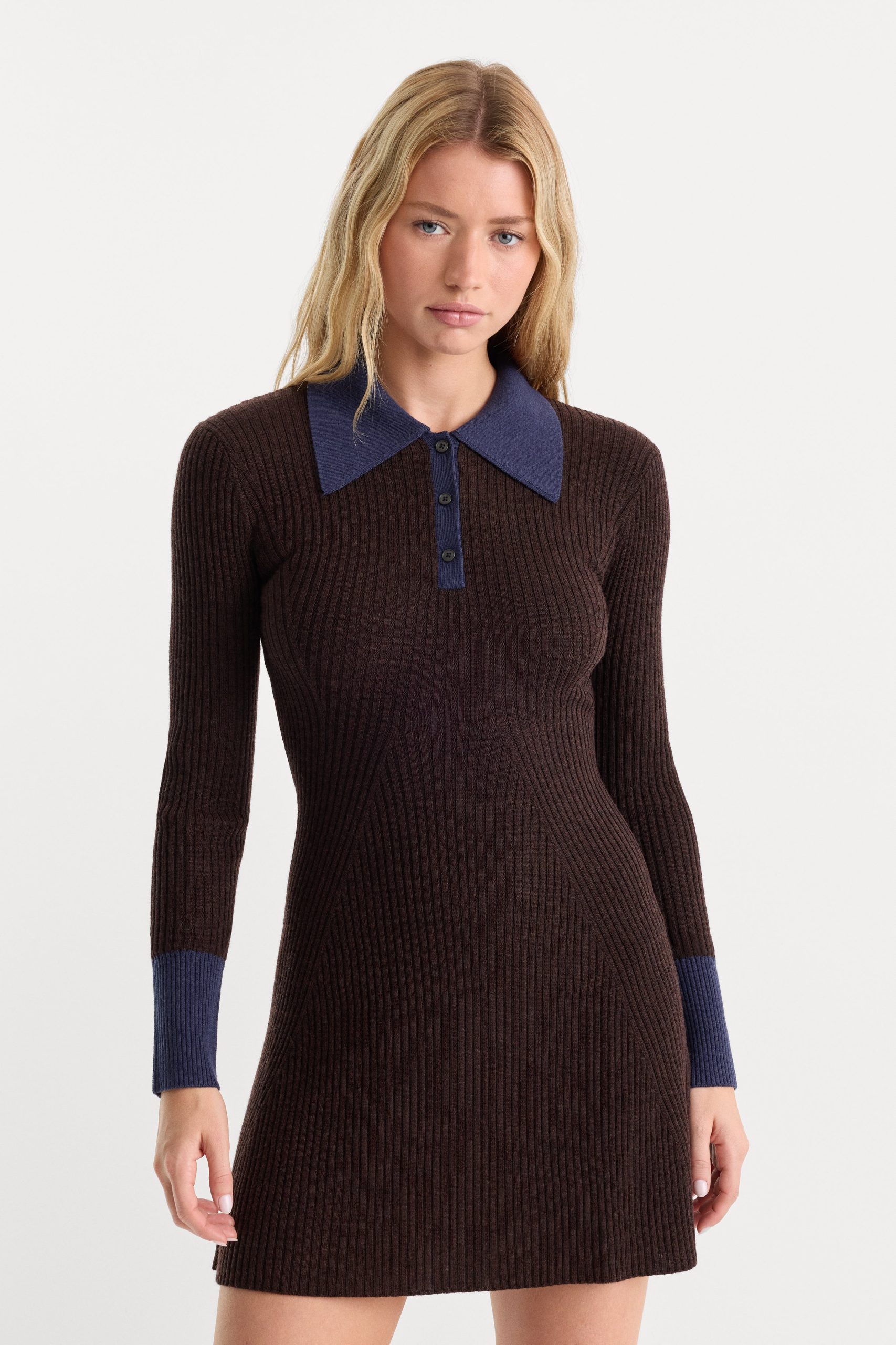 THE KNIT POLO MINI DRESS | ESPRESSO - Image 3