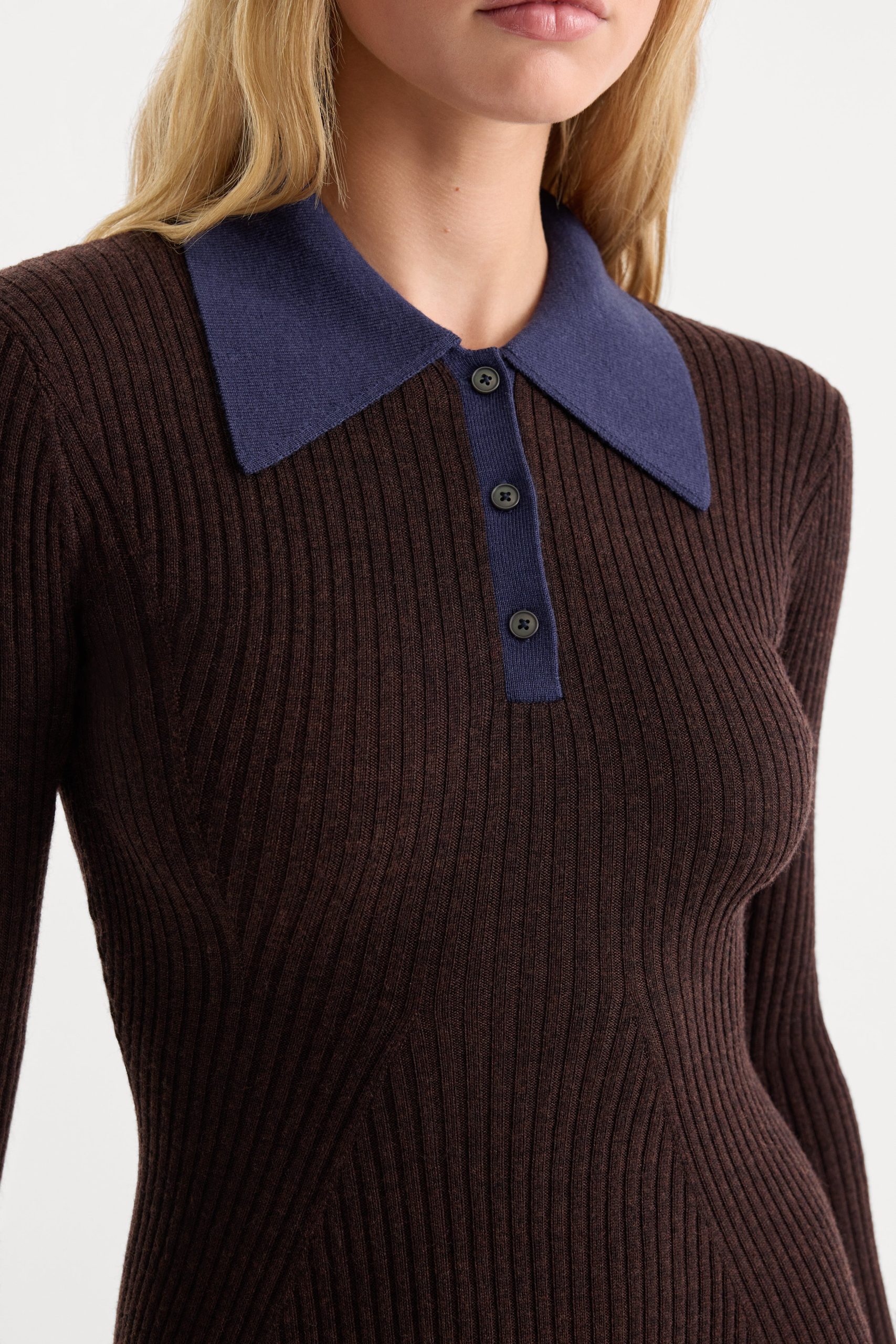THE KNIT POLO MINI DRESS | ESPRESSO - Image 2