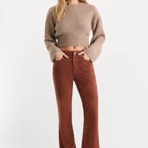 SUEDE GOOD LEGS FLARE PANT | CAFE CLAY