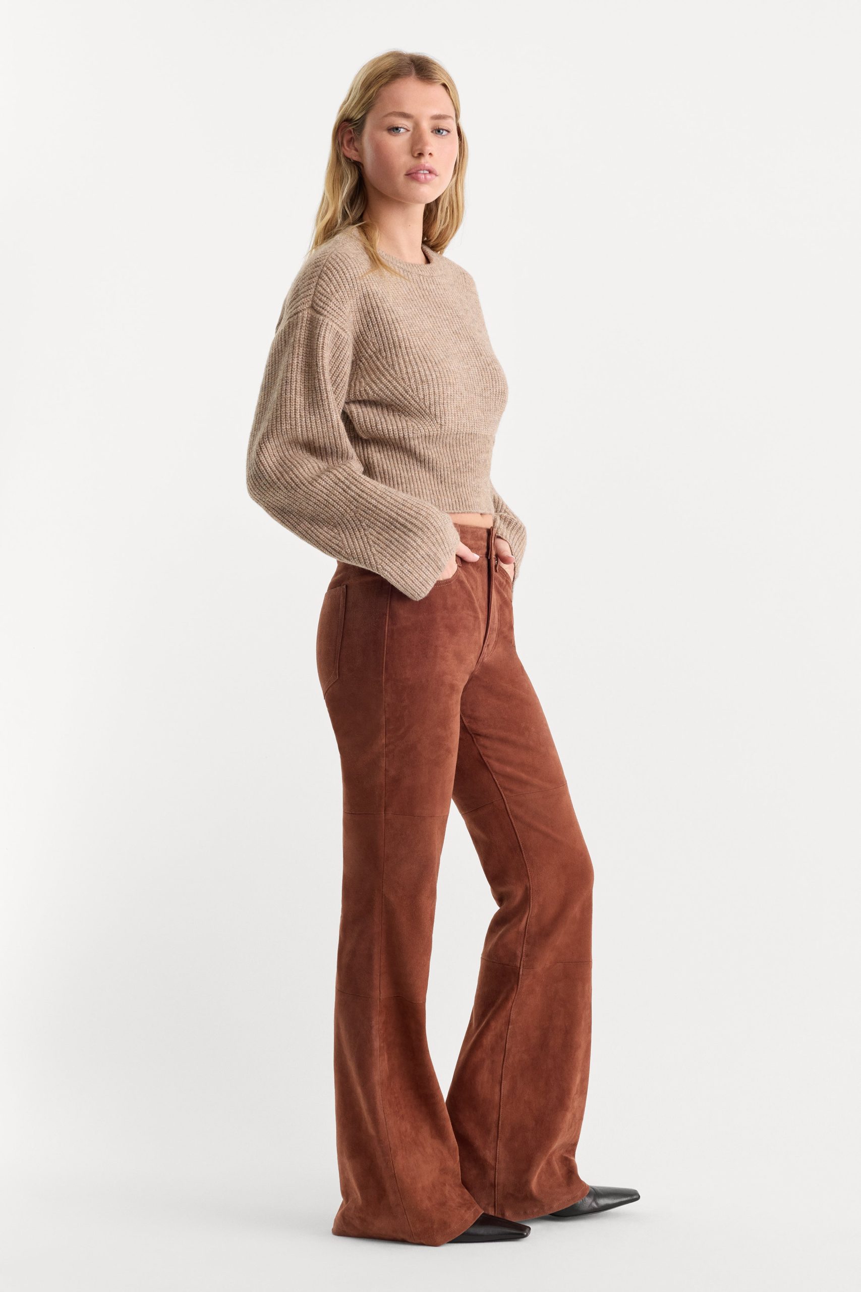 SUEDE GOOD LEGS FLARE PANT | CAFE CLAY - Image 4