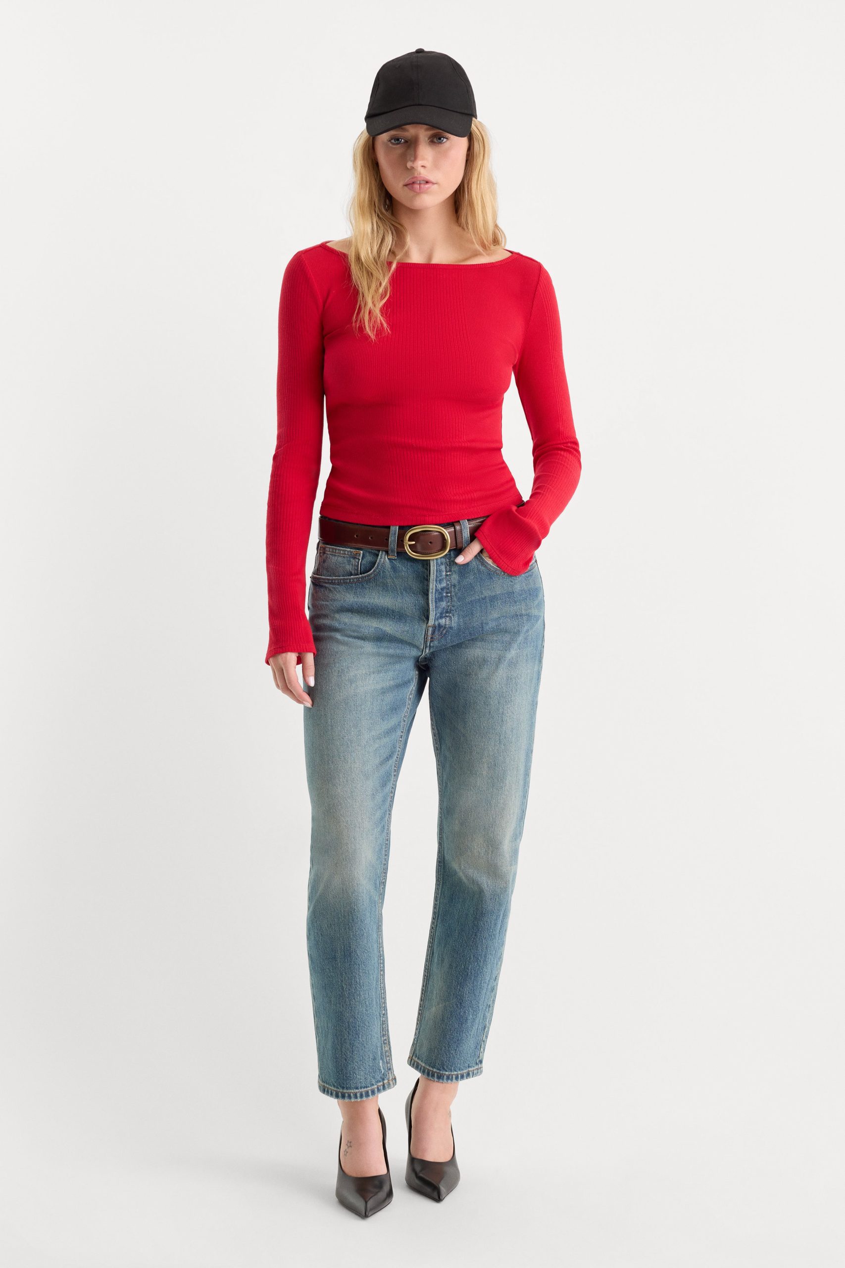 THE VARIEGATED RIB LONG SLEEVE TOP | CRIMSON ROSE - Image 4