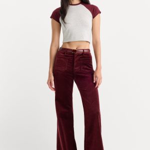 VELVET GOOD WAIST PALAZZO PANT | BERRY NOIR