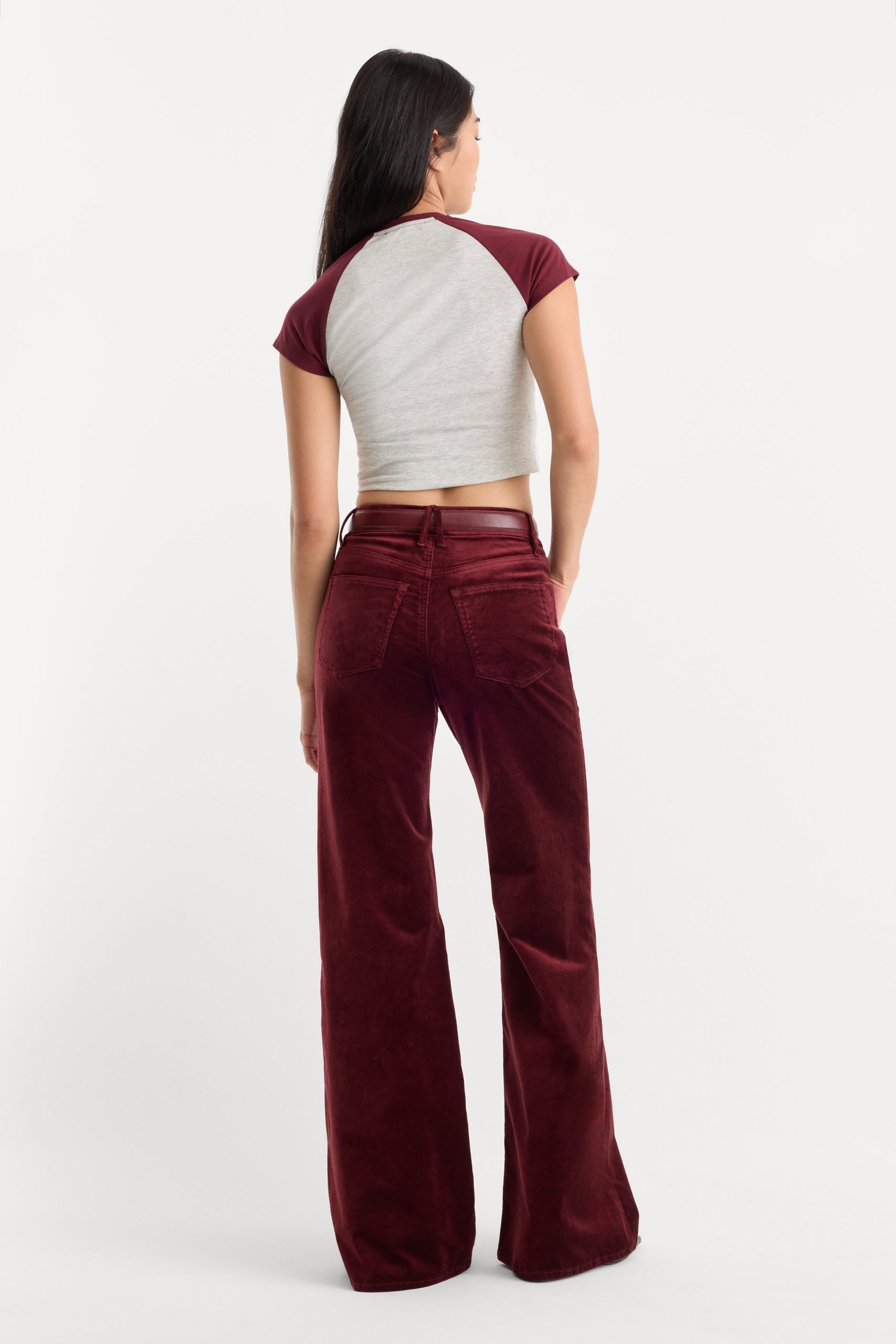 VELVET GOOD WAIST PALAZZO PANT | BERRY NOIR - Image 5