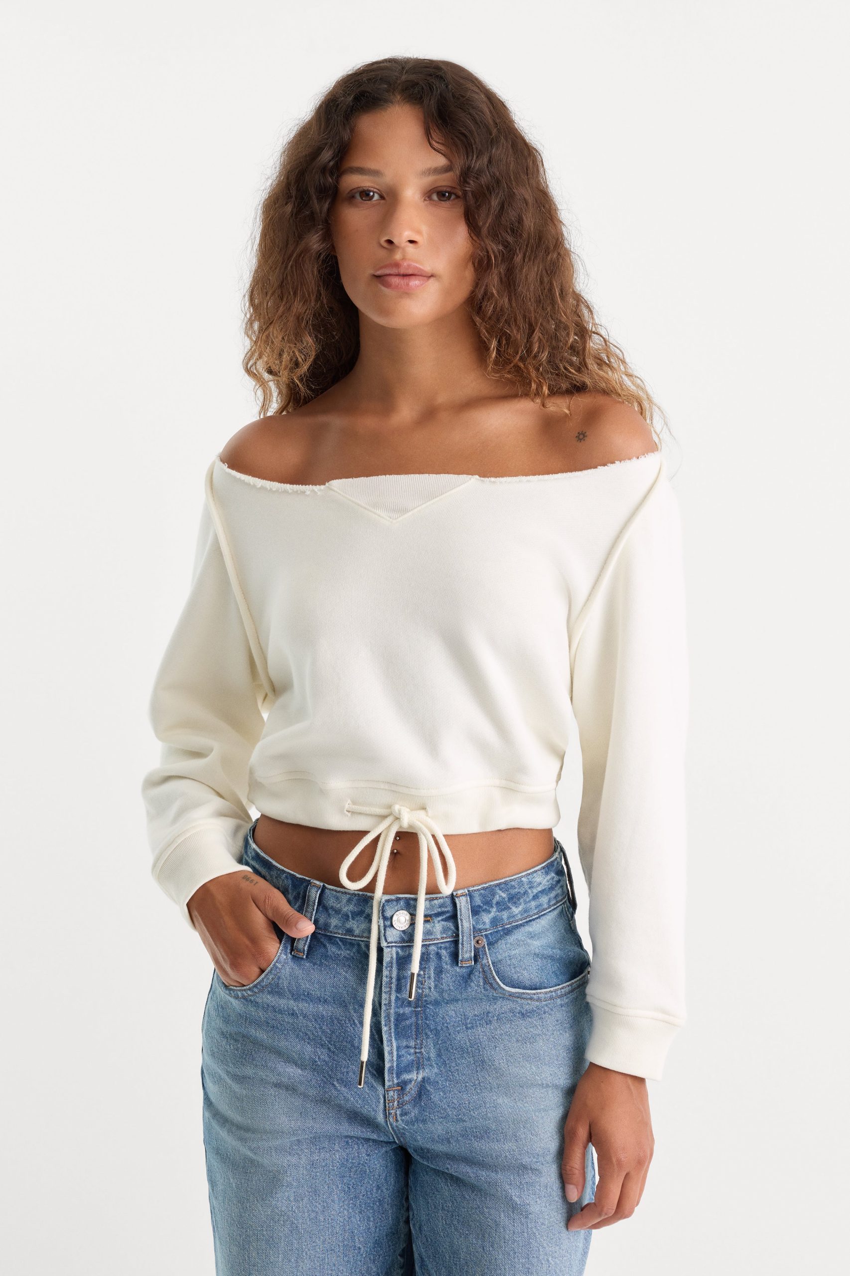 THE FRENCH TERRY TIE SWEATSHIRT | CHALK - Image 2