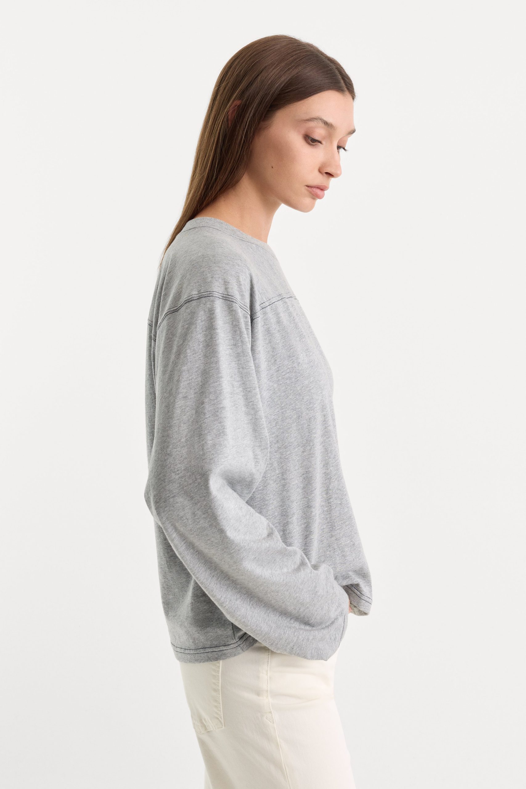 THE LONG SLEEVE GYM TEE | GREY MELANGE - Image 4