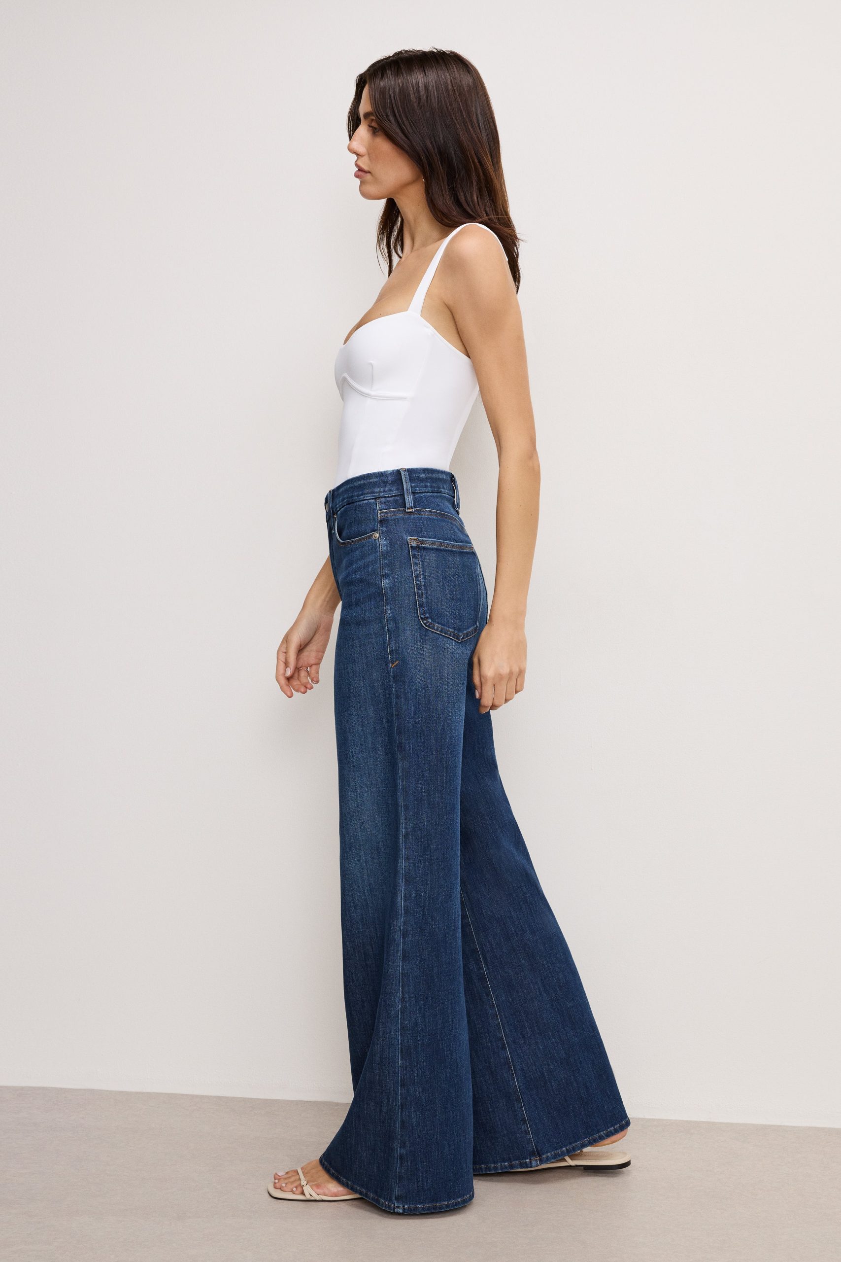 SOFT TECH GOOD WAIST PALAZZO JEANS | INDIGO977 - Image 3