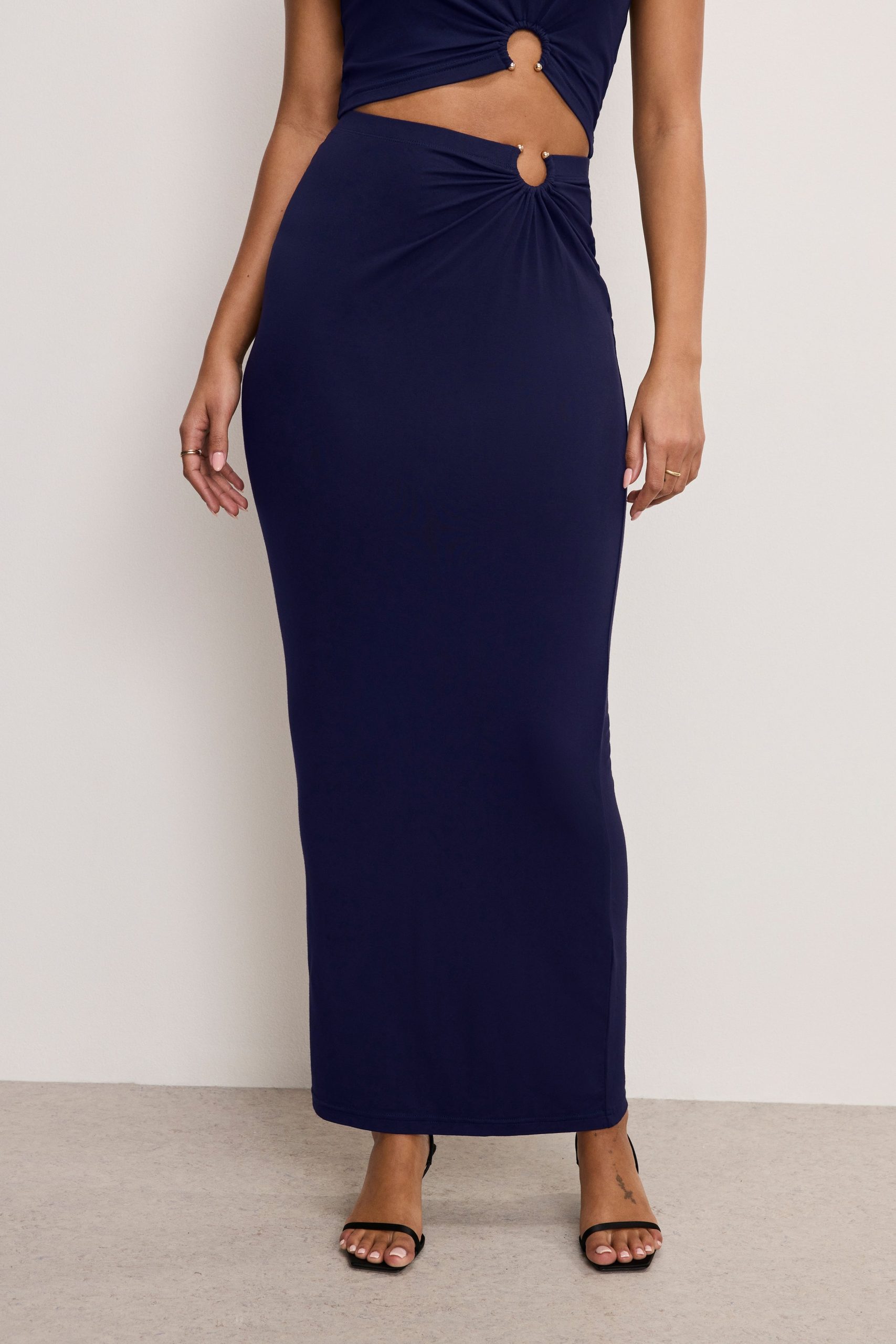 STRETCH JERSEY MAXI SKIRT | HORIZON INK - Image 2