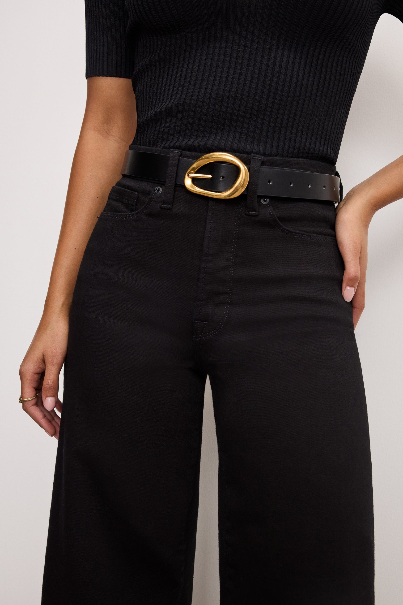 NEVER FADE GOOD WAIST CROPPED PALAZZO JEANS | BLACK001 - Image 4
