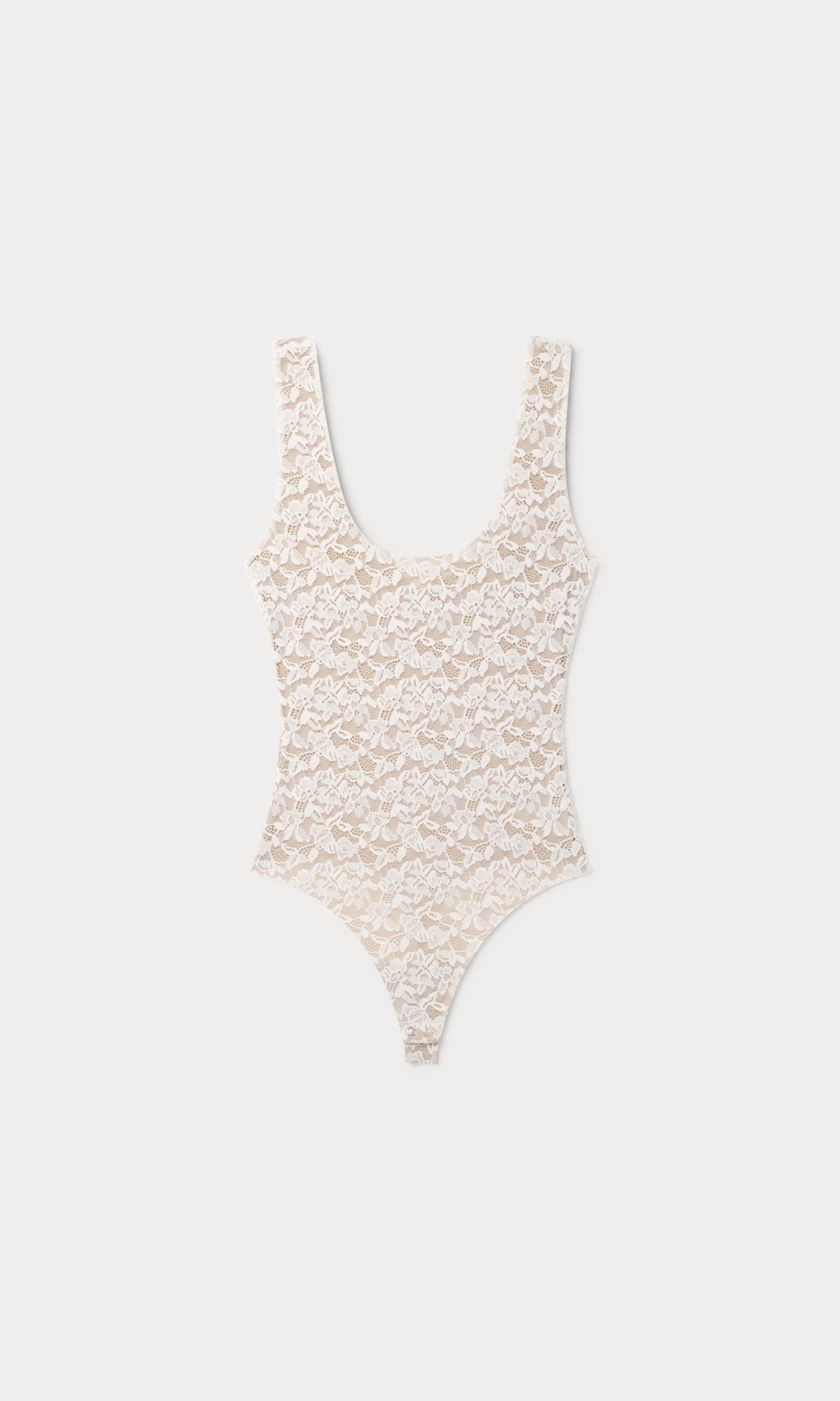 STRETCH LACE SCOOP TANK BODYSUIT | CHALK - Image 7