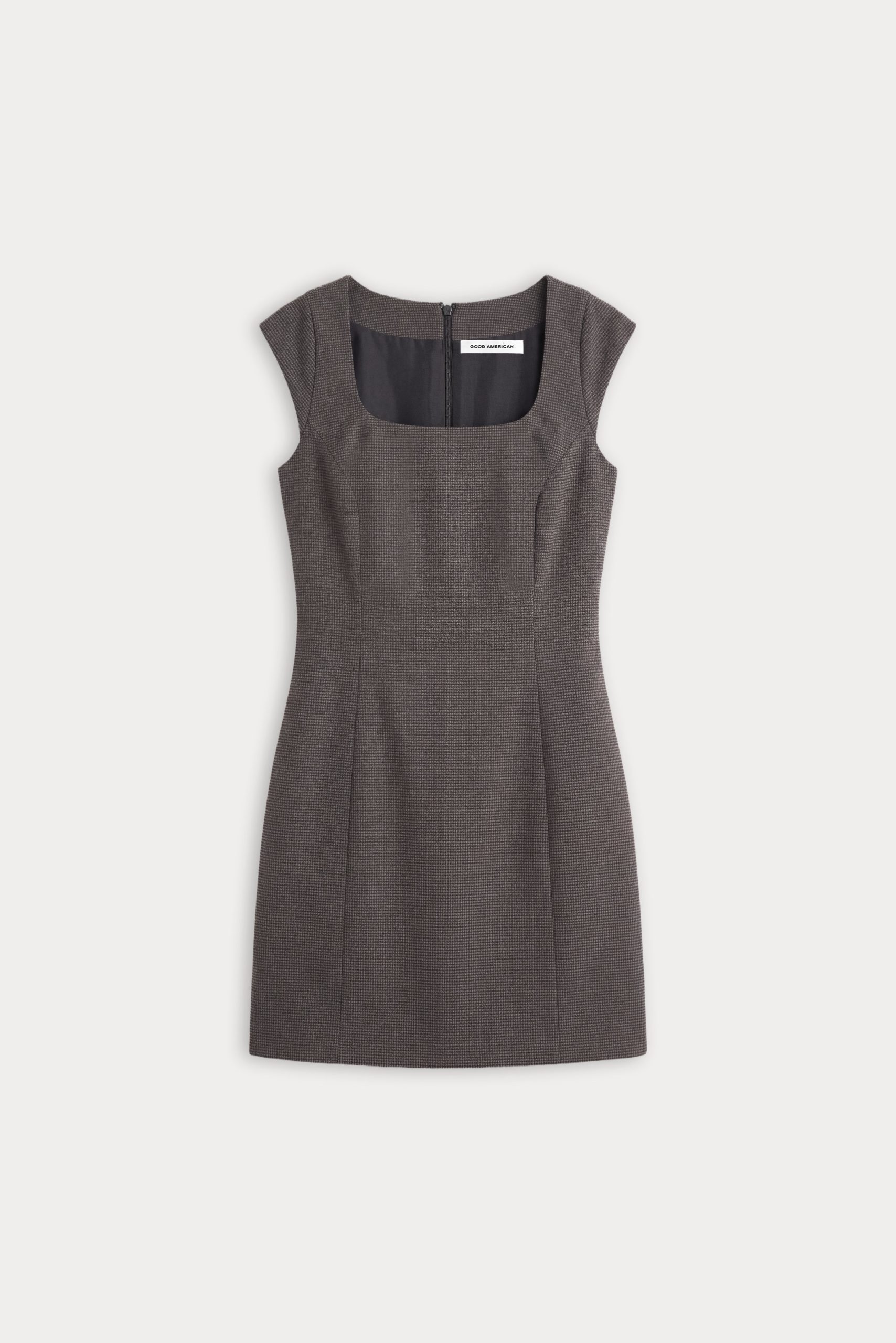 THE CAP SLEEVE MINI DRESS | CHARCOAL MINI HOUNDSTOOTH - Image 6
