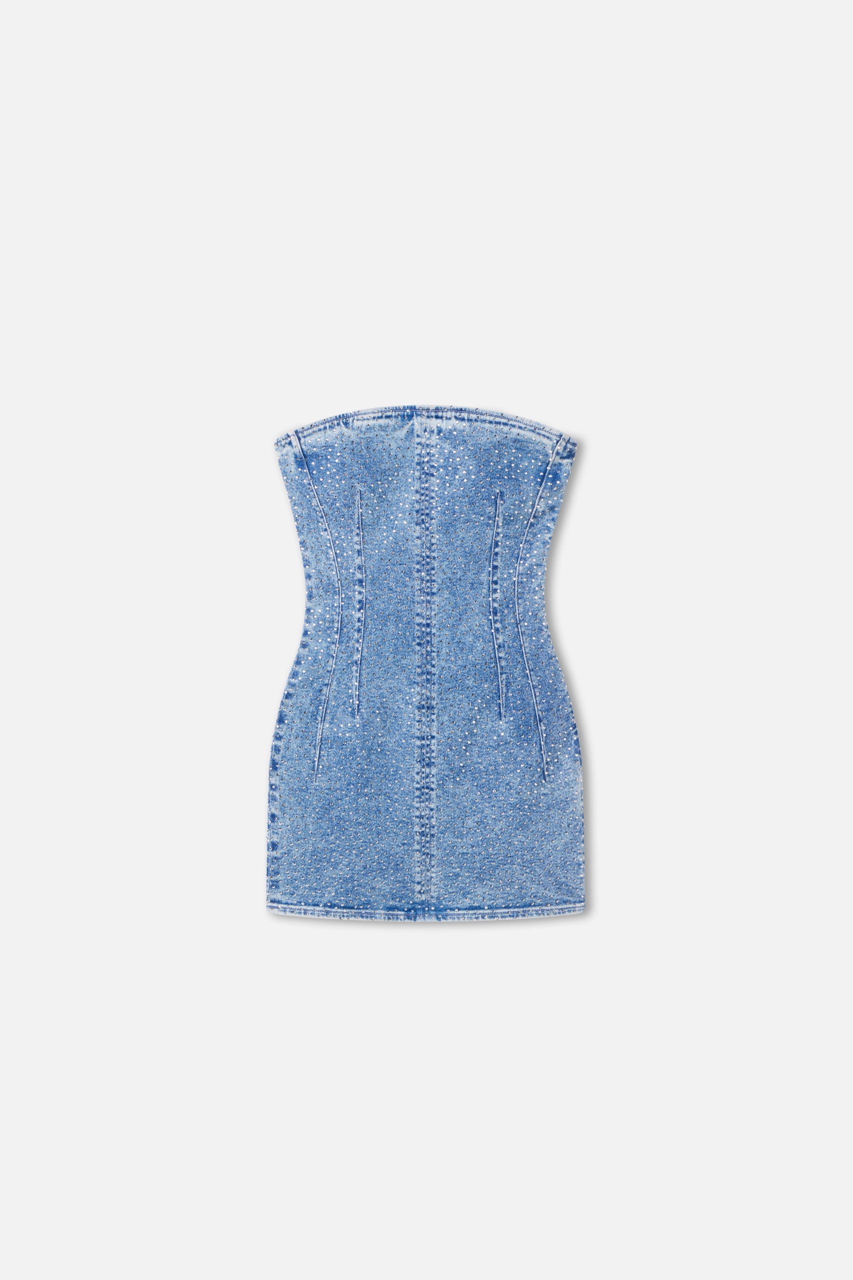 CRYSTAL STRAPLESS MINI DRESS | INDIGO1097 - Image 5