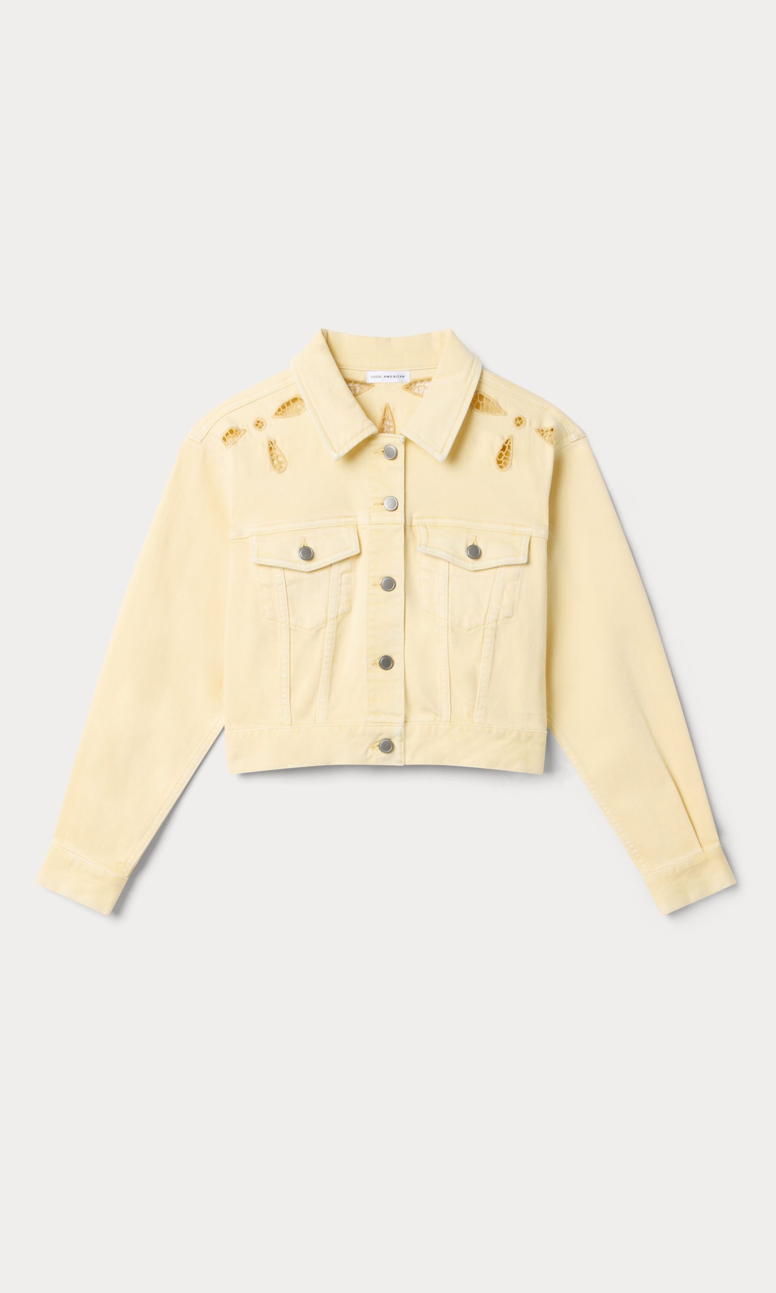 ESSENTIAL CROP DENIM JACKET EMBROIDERED | ANISE YELLOW - Image 6