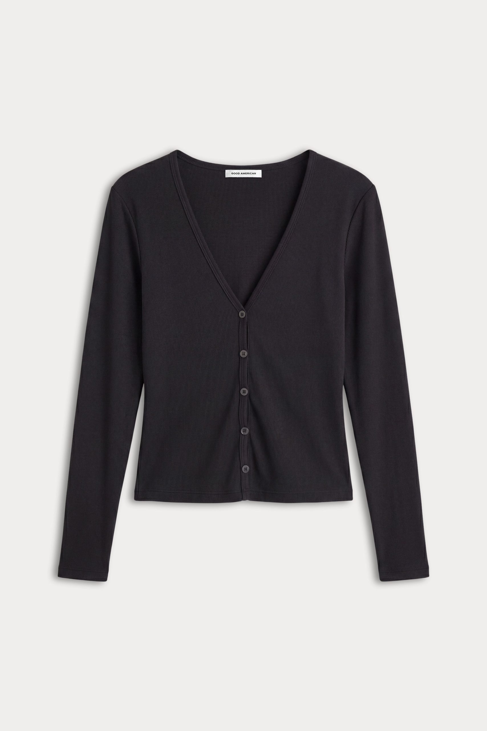 THE RIB V NECK CARDIGAN | BLACK - Image 6