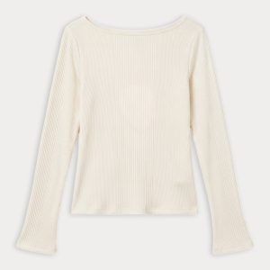 THE VARIEGATED RIB LONG SLEEVE TOP | CHALK