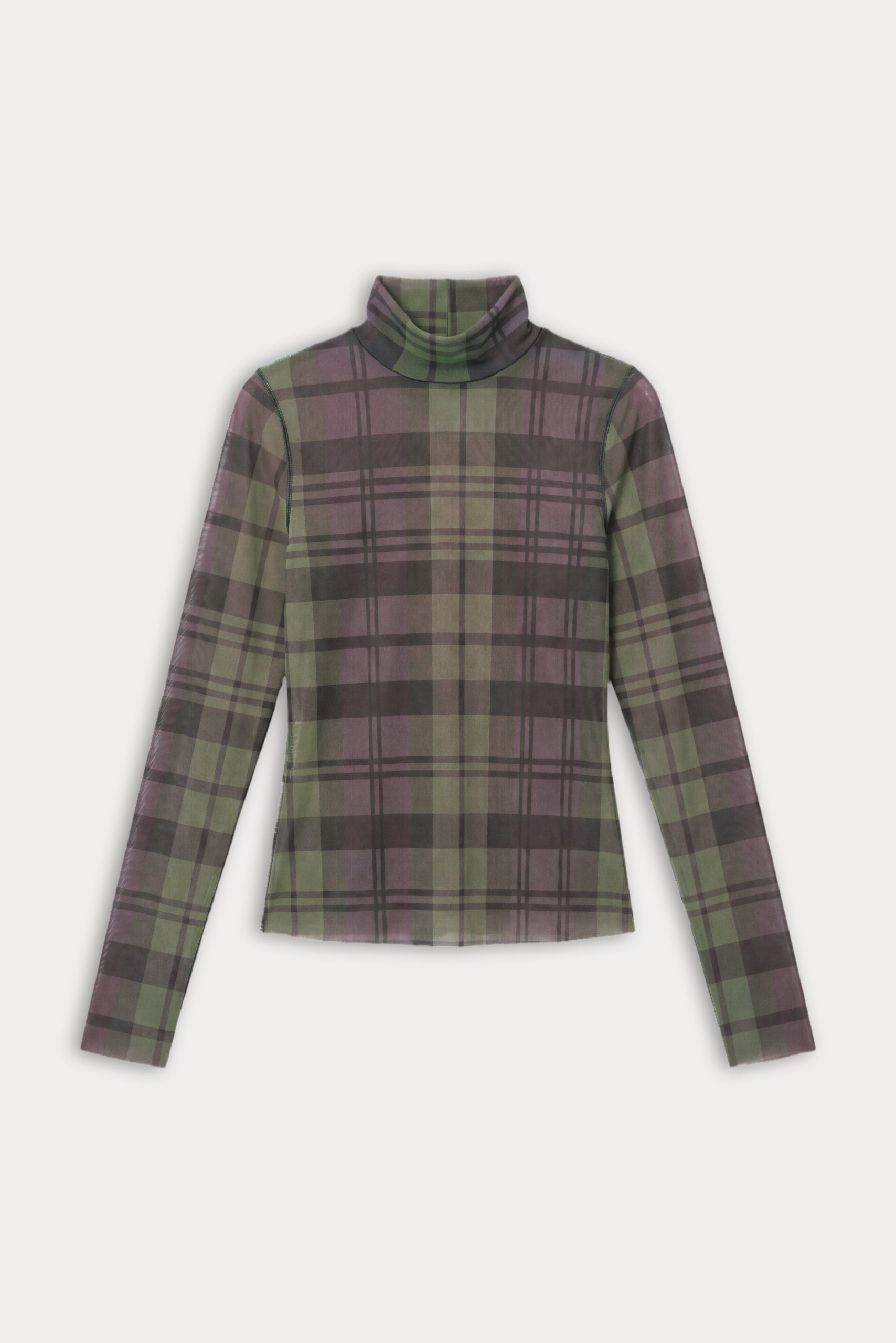 THE MESH TURTLENECK | NAVY AND GREEN PLAID - Image 6