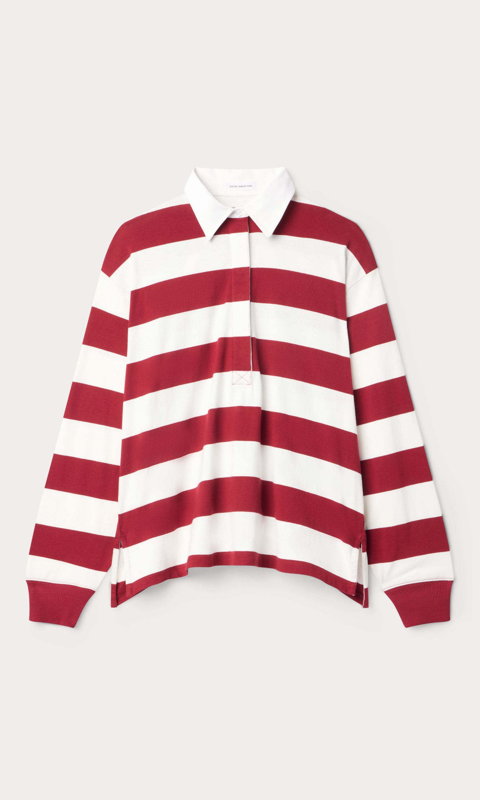 OVERSIZED RUGBY TEE | MERLOT AND CHALK RUGBY STRIPE - Image 5