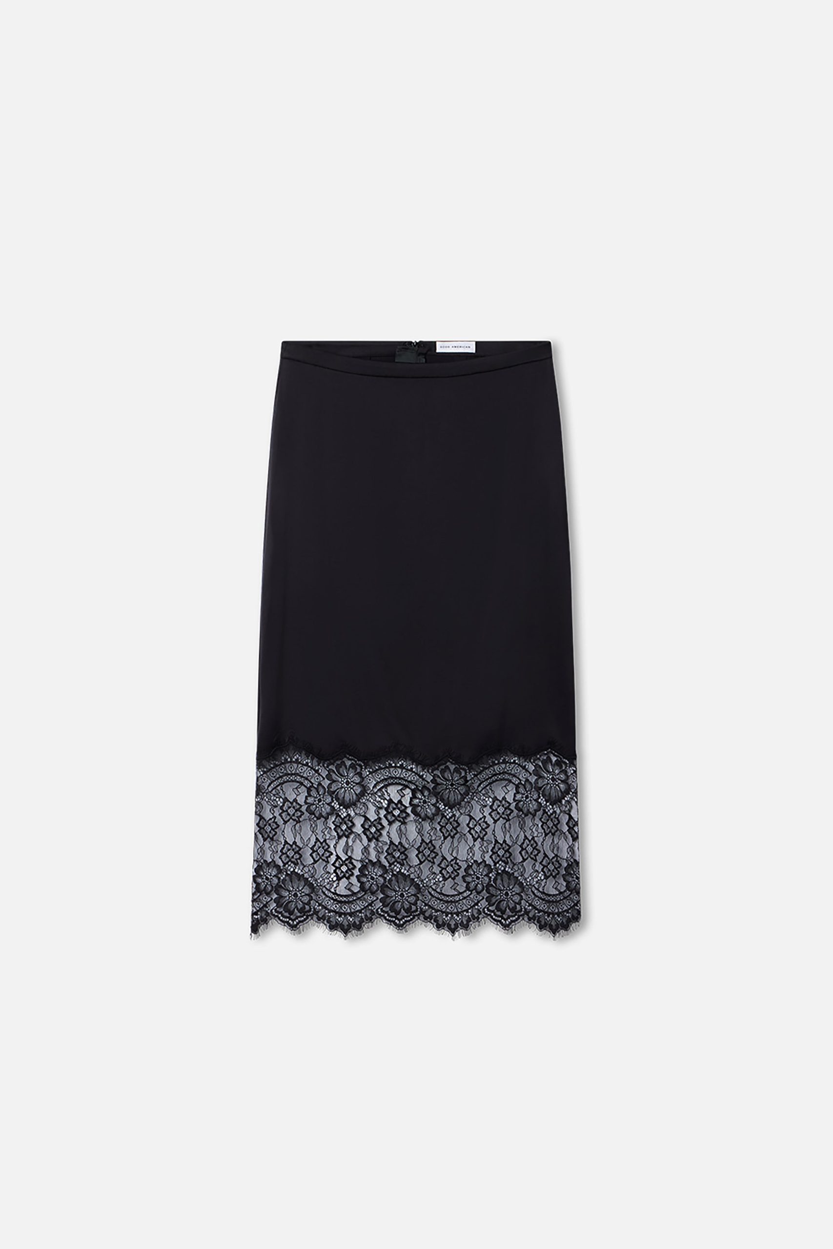 SATIN LACE SLIP MIDI SKIRT | BLACK001 - Image 5