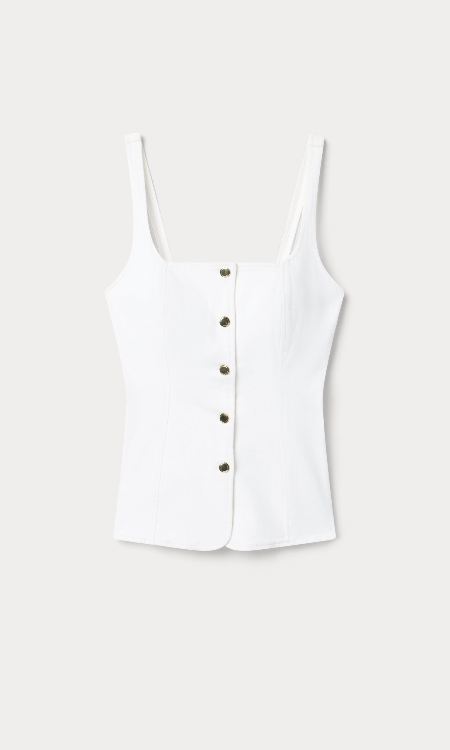 SLEEVELESS DENIM BUTTON FRONT TOP | COTTON WHITE - Image 5