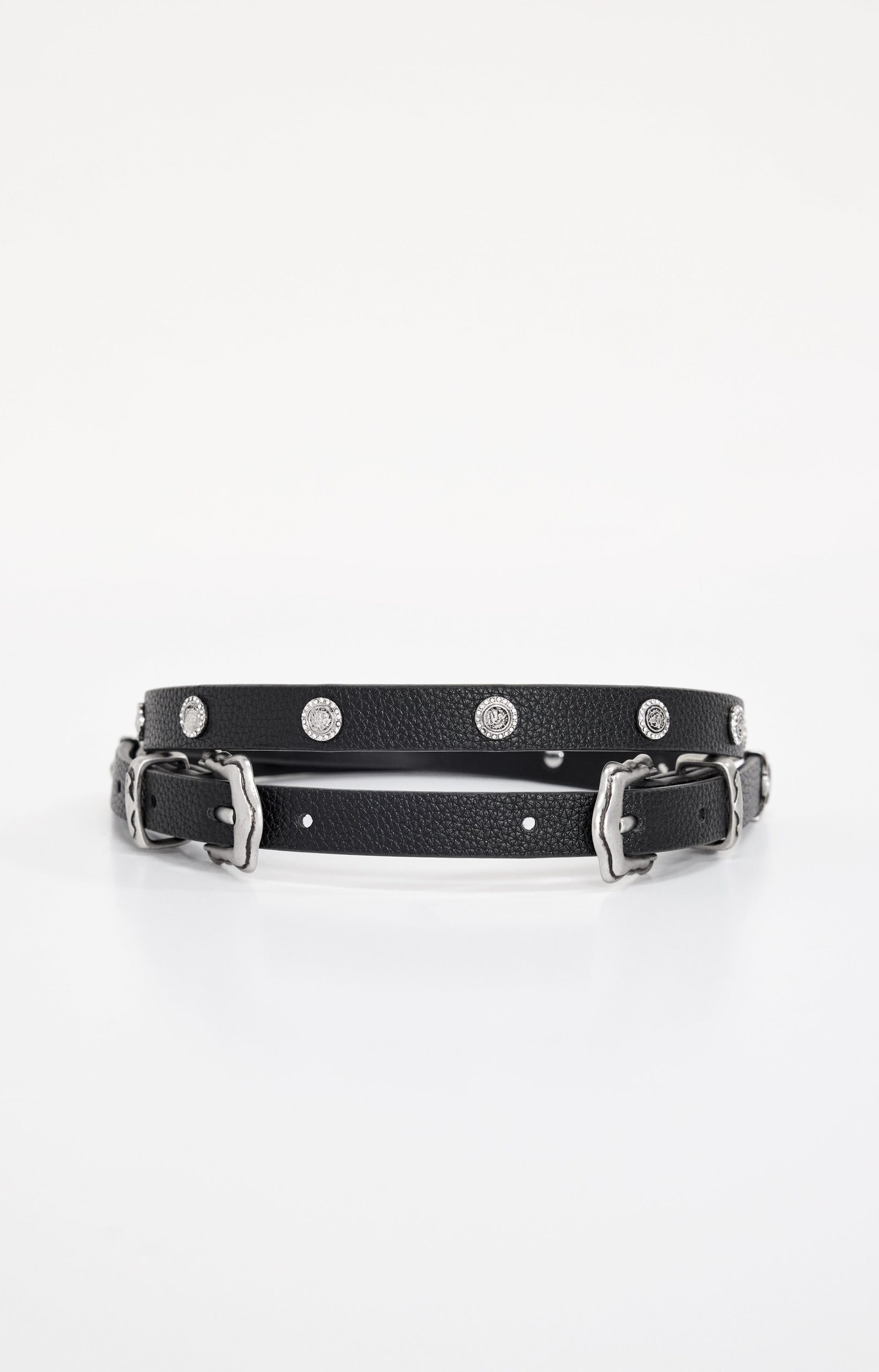SKINNY DOUBLE BUCKLE BELT | BLACK001 - Image 2