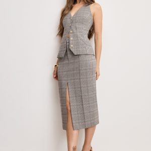 PLAID MIDI SKIRT | GLEN PLAID001