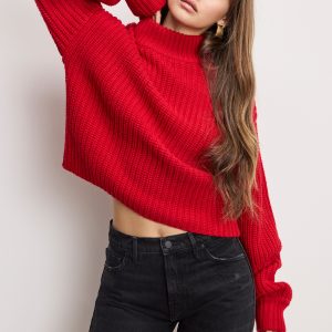 CHUNKY KNIT MOCK NECK SWEATER | CHILI001