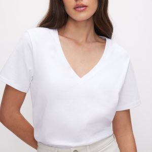 COTTON CLASSIC V-NECK TEE | WHITE001