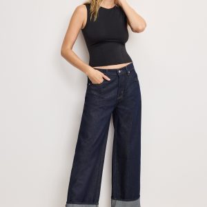 GOOD LOW RISE BAGGY CUFFED JEANS | INDIGO1006