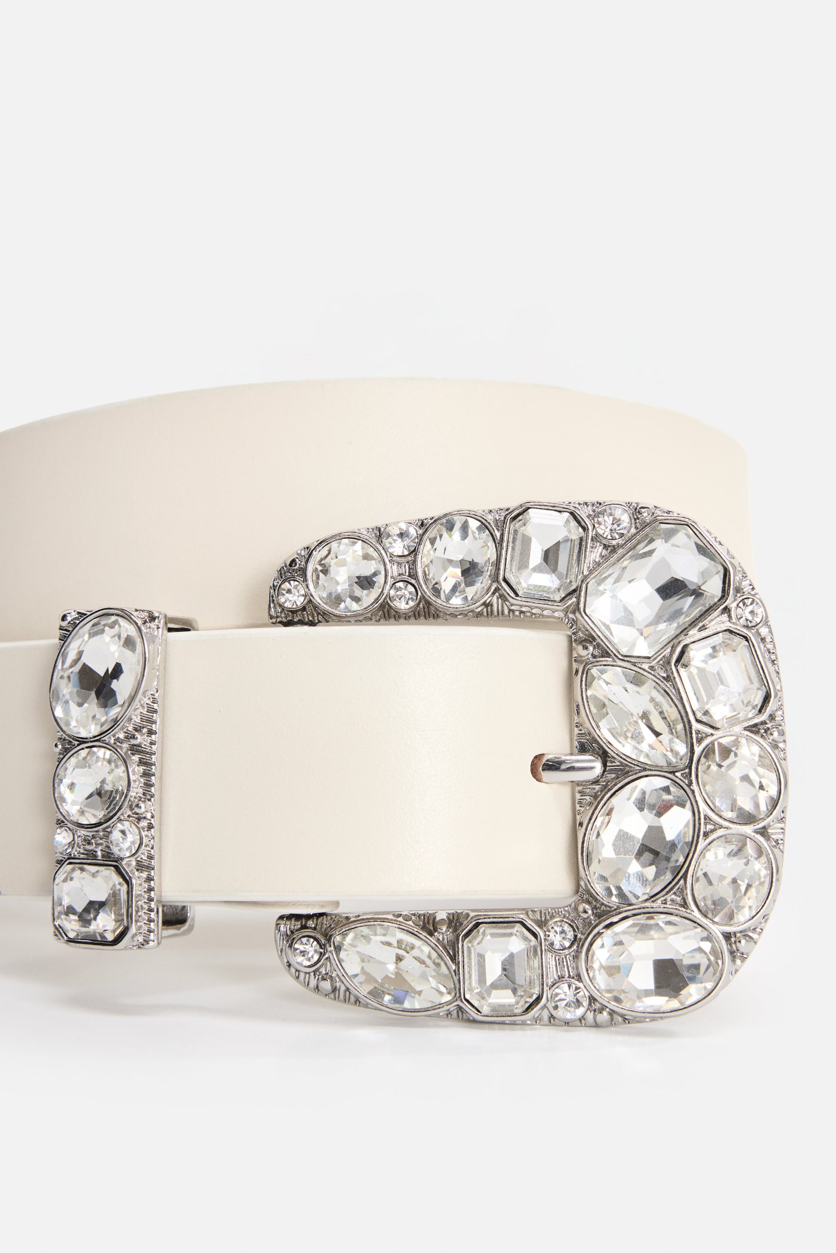 DOLLY CLASSIC CRYSTAL LEATHER BELT | WHITE001 - Image 2