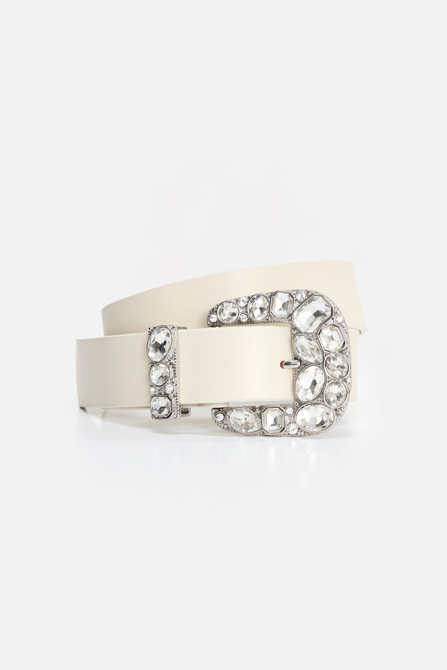DOLLY CLASSIC CRYSTAL LEATHER BELT | WHITE001