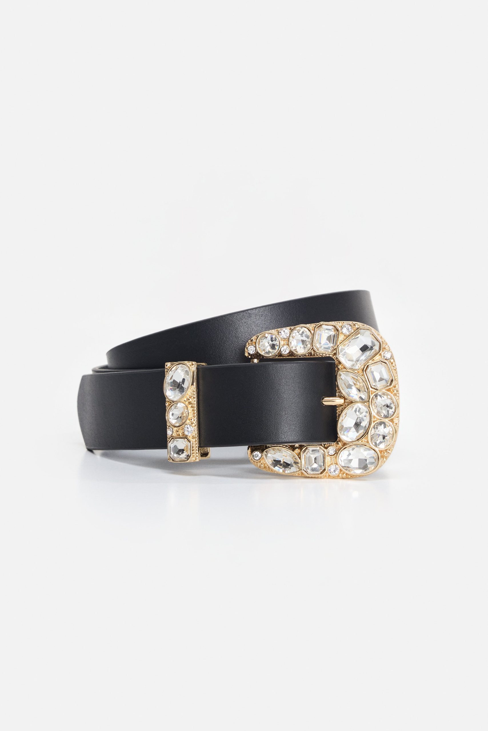 DOLLY CLASSIC CRYSTAL LEATHER BELT | BLACK001